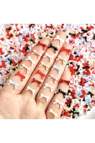 Flybuy Sevimli Yay Tırnak Charm 20 Adet Renkli Minik Yaylar Tırnak Sanatı Dz941-02