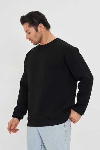 Pxm Dtf Digital Baskılı 3 Iplik Şardonlu Oversize Düz Desen Sweatshirt Siyah Siyah