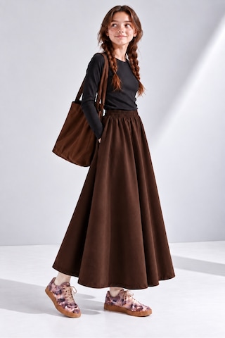 Angel&co. Girls Clothing Modest Uzun Kız Çocuk Mevsimlik Etek - Sıcak Kahve - 791131271 Sıcak Kahve