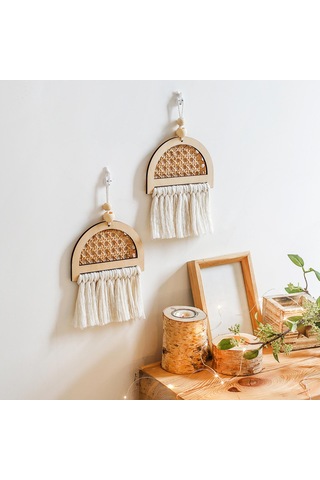 Homyl Kreş Odası Için Püsküllü Bambu Dokuma Duvar Asma Kolye