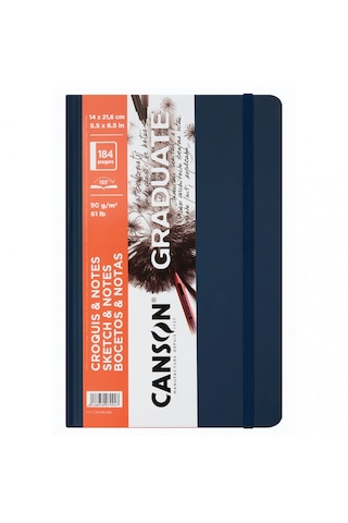 Canson Graduate Sketch & Notes 14x21.6cm 90gr 92yp Ciltli Eskiz Defteri Lacivert / C31200l043