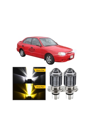 Hyundai Accent Milenyum 2000-2003 Uyumlu Mercekli Far Ampulü Led Xenon Çift Renk Sarı-beyaz Far Şi Etkili Csp Led LED Far 53886146