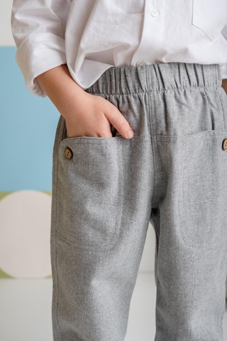 Erkek Bebek Cepli Dokuma Pantolon - Gri Gri