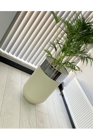 Dekoratif Krom Darbuka Beyaz Saksı 70cm