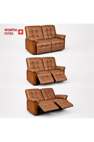 Smarto Relax Berlin İkili Yatar Ayak Uzatmalı Ergonomik Deri Tv Koltuğu Baba Koltuğu Kahverengi
