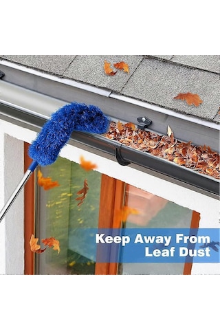 Oluk Temizleme Fırçası Çatı Aleti 8.2 Ayak Uzatılabilir Teleskopik Direk Kolay Çıkarılabilir Temizleme Aleti, Mavi