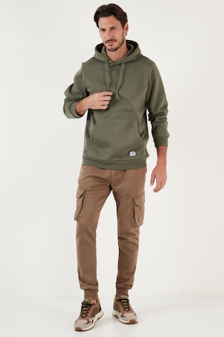 Buratti Regular Fit Kapüşonlu Kanguru Cepli Içi Tüylü Yumuşak Şardonlu Erkek Sweat 5905281 Haki