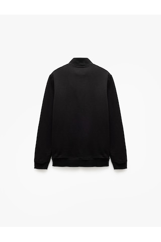 Koton Yarım Fermuarlı İşlemeli Uzun Kollu Sweatshirt Siyah 5sam70033mk Siyah