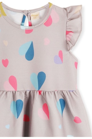 Ahengim Kız Çocuk Kalp Desenli Elbise Ak2406 Vizon