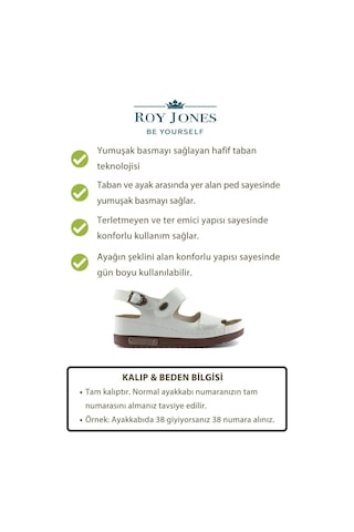 Roy Jones 3014 Ortopedik Çift Bantlı Tokalı Kadın Sandalet 167800000333 05 Beyaz Beyaz