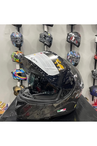 Sway Sw 861 Carbon Snake Gloss Full Face Kask  Siyah