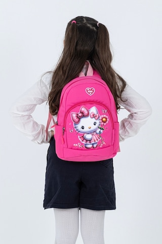 Pembe Hello Kitty Figürlü Kız Çocuk Anaokulu Sırt Çantası Çiçek Desenli, Sevimli Kreş Çantası Pembe