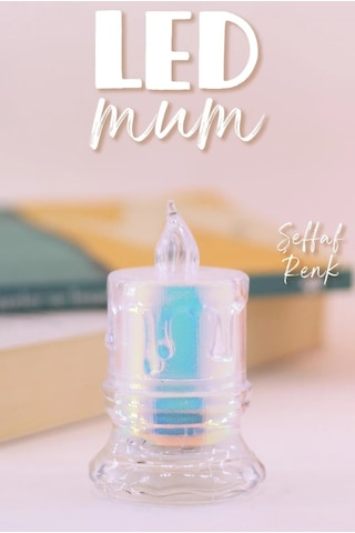 3 Adet Led Mum Simli Tipi Pil Dahil Dumansız Alev Ledli Yapay Dekoratif Mum Işığı Orta Pt421 ŞEFFAF