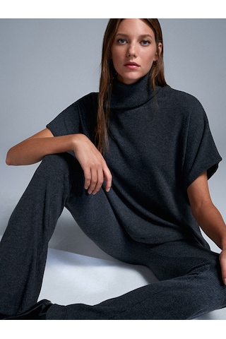 Dilvin 71910 Yüksek Bel Örme Pantolon-antrasit Antrasit