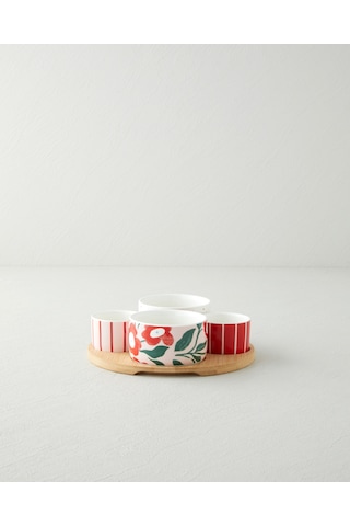 English Home Brighter Stoneware 5 Parça Sunumluk 20 Cm Kırmızı-pembe