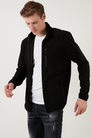 Buratti Slim Fit Fermuarlı Cepli Dik Yaka Polar Erkek Hırka 5906028 Siyah