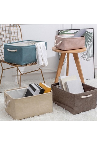 Magideal Suntek Katlanabilir Su Geçirmez Kumaş Saklama Sepeti Pembe S