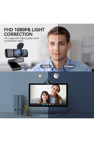Kamera Kapağı İle Otomatik Konsantrasyonlama Fhd 1080p Web Kamerası, Çift Gürültü Azaltma Mikrofonlu Af640 İş W