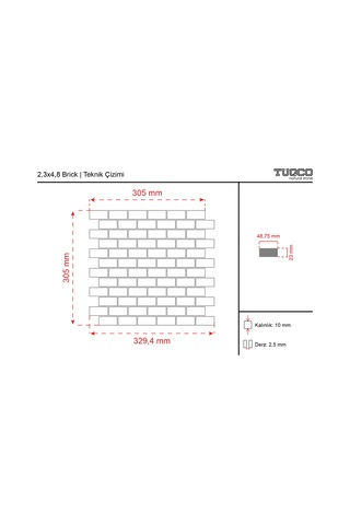 Tuqco Dogal Tas 2,3 X 4,8 Cm Brick Traverten Eskitme Mermer Mozaik