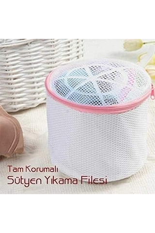 Sütyen Yıkama Filesi Tam Korumalı Hassas Çamaşır Yıkama Aparatı Beyaz