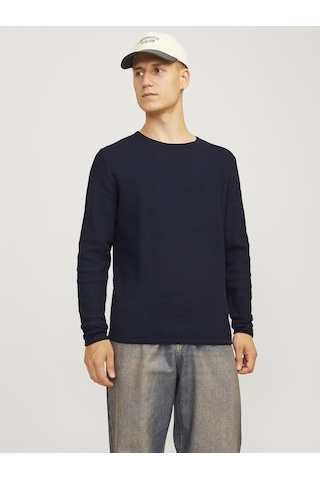 Jack & Jones Erkek Bisiklet Yaka Düz Renk Örgü Kazak - Cooper - 12258407 Mood Indigo