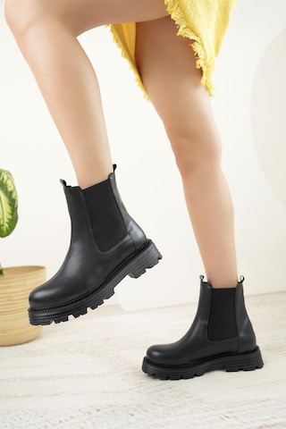 Nesil Shoes Swell 3080 Siyah Çift Lastikli Kadın Bot-siyah Siyah