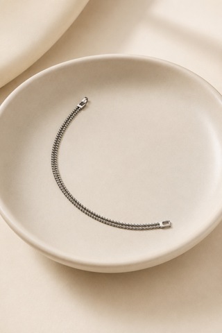 Balenbi Jewelry Kadın Çift Sıralı Boncuk Zincir Kararmaz Çelik Bileklik Gümüş Renk 1125