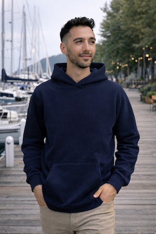 Luxıc Core Erkek Oversize Kapüşonlu Sweatshirt Lacivert Geniş Kalıp, Rahat Fit, Günlük Kullanım