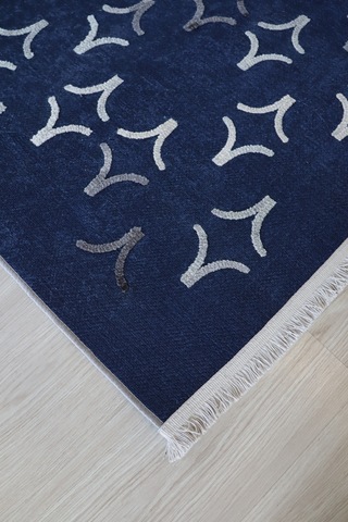 Arte Nakışlı Mavi Kilim Dekoratif Salon Halısıyıkanabili Mavi