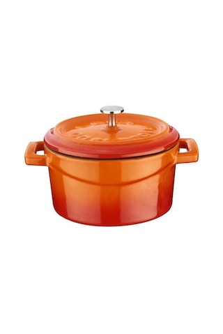 Metal Döküm Mini Tencere, 10 Cm, 0.35 L Hacim, Turuncu 12v