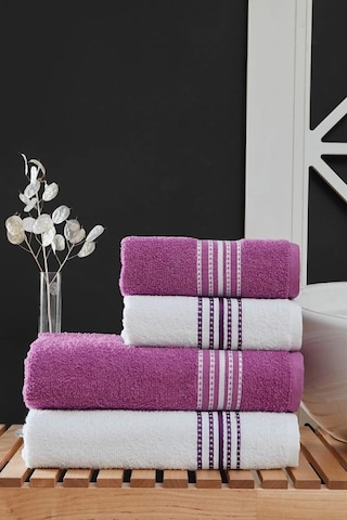4 Lü Banyo Havlusu Seti Elvin Lila - 70x140 Lila 4 Lü Banyo Havlusu Seti Elvin Lila - 70x140 Lila