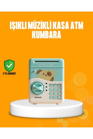 Su Yeşili Atm Kasa Görünümlü Elektronik Şifreli Çocuk Kumbarası Belirtilmemiş