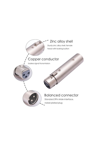 Neevoyu 2 Adet Xlr Erkek-dişi Adaptör, Zink Alaşımlı Kasa, Mikrofon Ve Ses Ekipmanı Kablolarını Uzatmak İçin Tam Dengeli Ses Konvertörü