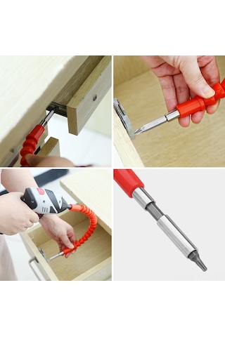 Konesam 10 Adet Tornavida Ucu, 1 Uzunlaştırıcı Çubuk Ve Esnek Girişli Elektrikli Matkap Aksesuar Seti