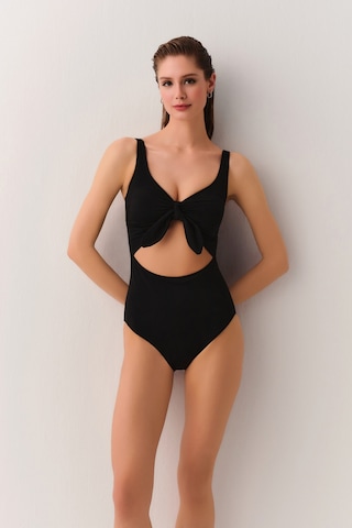 Suwen Ön Bağcıklı Toparlayıcı Mayo Sbn25740012 Siyah