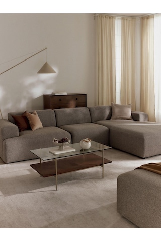 Most Mollista 3 Modül Sağ Köşe Koltuk 10 Kahverengi Keten Kumaş Yumuşak Sünger Evinize Teslim Kahverengi Sağ