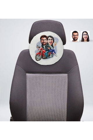Kişiye Özel Sevgililer Karikatürlü Yuvarlak Dekoratif Kırlent Yas (527061831)