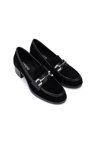 Tamer Tanca Kadın Hakiki Deri Siyah Süet Makosen Ayakkabı 488 1385 Bn Ayk Sk25-26 Syh Suet/dr Siyah