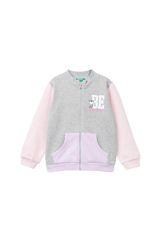 Benetton Kız Bebek Fermuarlı Sweatshirt 3j70g5037-24k Gri
