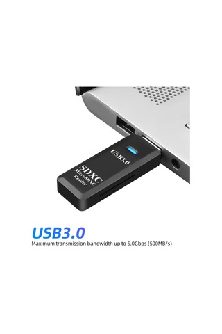 Siyah Fonken Usb Kart Okuyucu 3.0 Tf Sd Kart Okuyucu 2 İn1 Kart Okuyucu Adaptörü Pc Dizüstü Akıllı Hafıza Kartı Okuyucu Microsdxc Rider Adaptörü