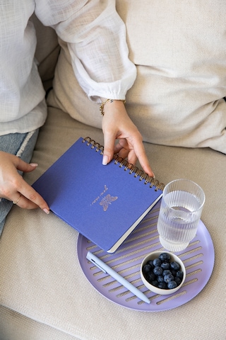 A5 Spiralli Sert Kapak Keten Düz Çizgisiz Tarihsiz Not Defteri Lila Lila