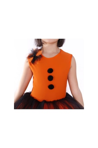 Masho Kids Divo Siyah Turuncu Süpürgeli Cadı Kostümü - Halloween Bayramı