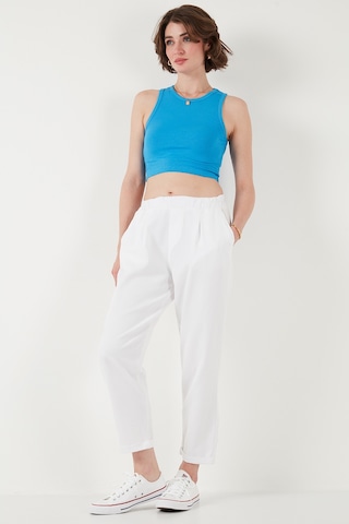 Lela Slim Fit Normal Bel Boru Paça Bayan Pantolon 668Yp5372 Beyaz