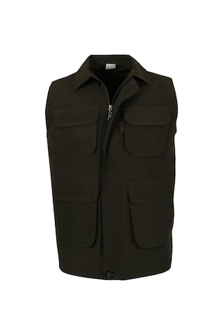 Erkek Keten Yelek Regüler Fit Yakalı Haki Renk Rar01310 Haki