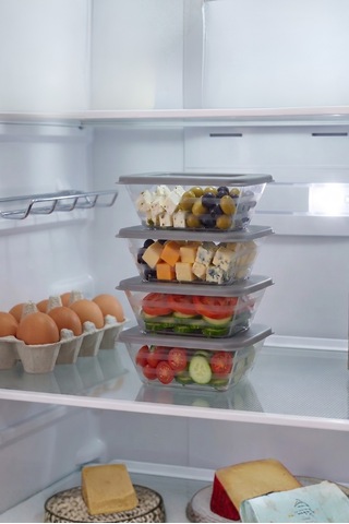 4'lü Mini Prizma Saklama Kabı Erzak Kabı Dolapiçi Organizer 4x300 Ml Çok Renkli