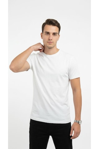 Plus Scorpion Erkek Basic Tişört Slim Fit Bisiklet Yaka Pamuk Likralı Günlük Kullanım Beyaz