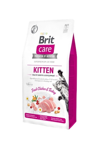 Brit Care Yavru Kediler, Hamile Veya Emziren Kediler İçin, Tahılsız, Hipoalerjenik, Taze Tavuk Ve Hindi Etli Kuru Mama 7 Kg
