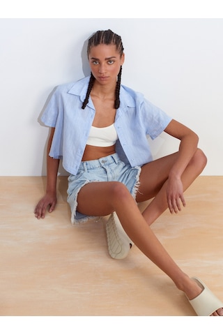 Dilvin 50501 Kısa Kollu Gömlek-mavi Mavi