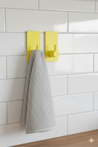 2 Li Askılık Kapı Arkası, Duvara Monte, Dayanıklı Malzeme, Sarı 65 Sarı