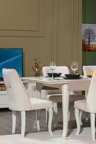 Modalife Hürrem Salon Yemek Mutfak Sandalyesi Krem